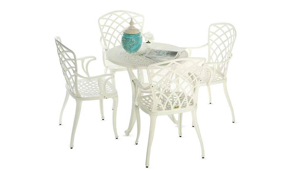 Arbella Beyaz Balkon - Bahçe Çay Seti - Yuvarlak Bahçe Mobilyası