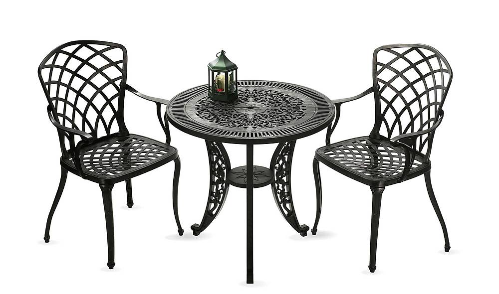 Arbella Siyah Balkon - Bahçe Çay Seti - Yuvarlak Bahçe Mobilyası