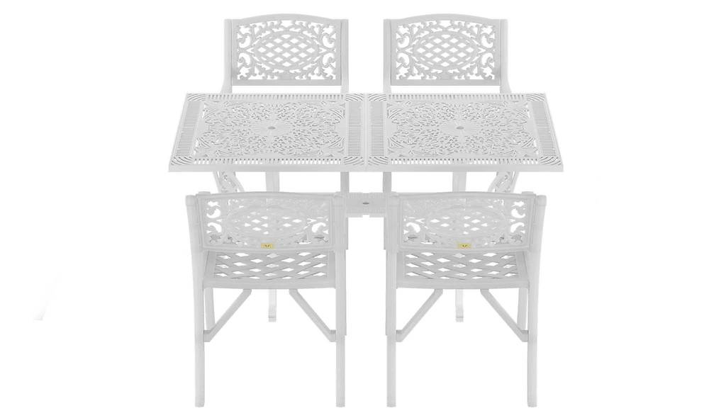 Poli Bahçe Masa Takımı - Beyaz Bahçe Mobilyası