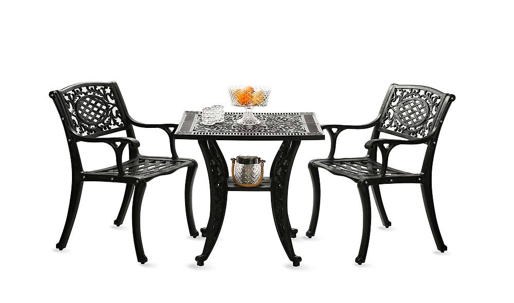 Poli Balkon - Bahçe Çay Seti - Siyah Bahçe Mobilyası