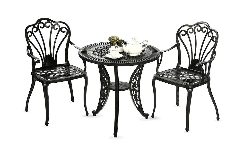 Gaia Siyah Balkon - Bahçe Çay Seti - Yuvarlak Bahçe Mobilyası