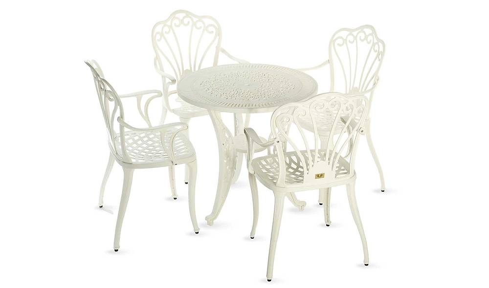 Gaia Beyaz Balkon - Bahçe Çay Seti - Yuvarlak Bahçe Mobilyası