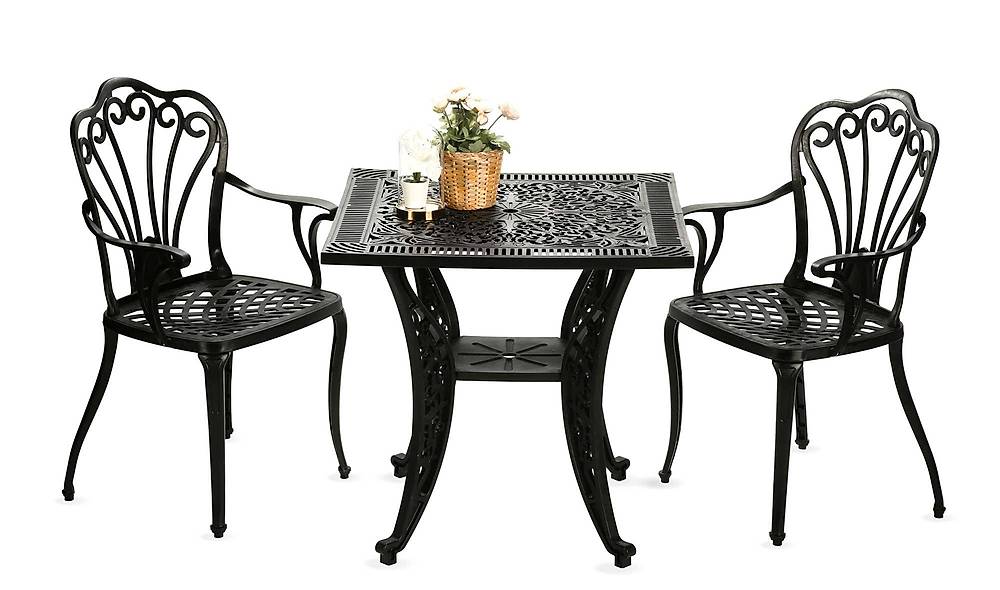 Gaia Siyah Balkon - Bahçe Çay Seti - Kare Bahçe Mobilyası