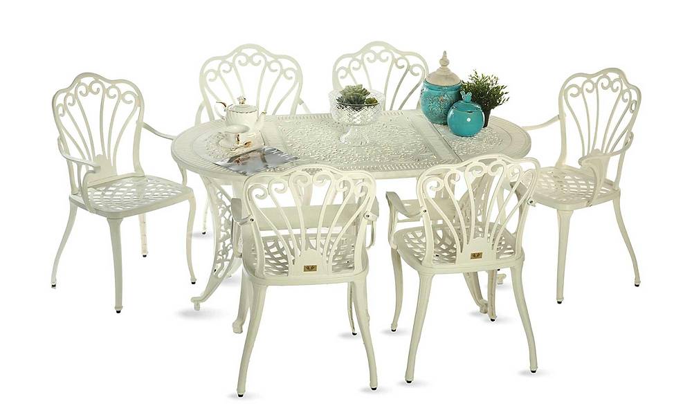 Gaia Bahçe Masa Takımı - Beyaz Bahçe Mobilyası