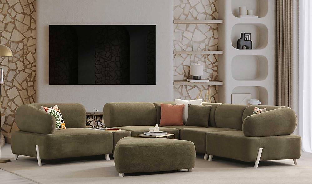 Ramona Köşe Takımı - Haki Köşe Koltuk