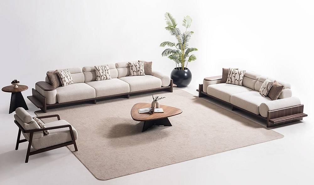 Alya Koltuk Takımı - Krem - Çap Kol Koltuk Takımı