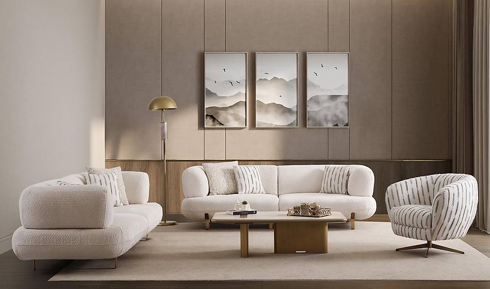 Brown Koltuk Takımı - Antik Gold Koltuk Takımı