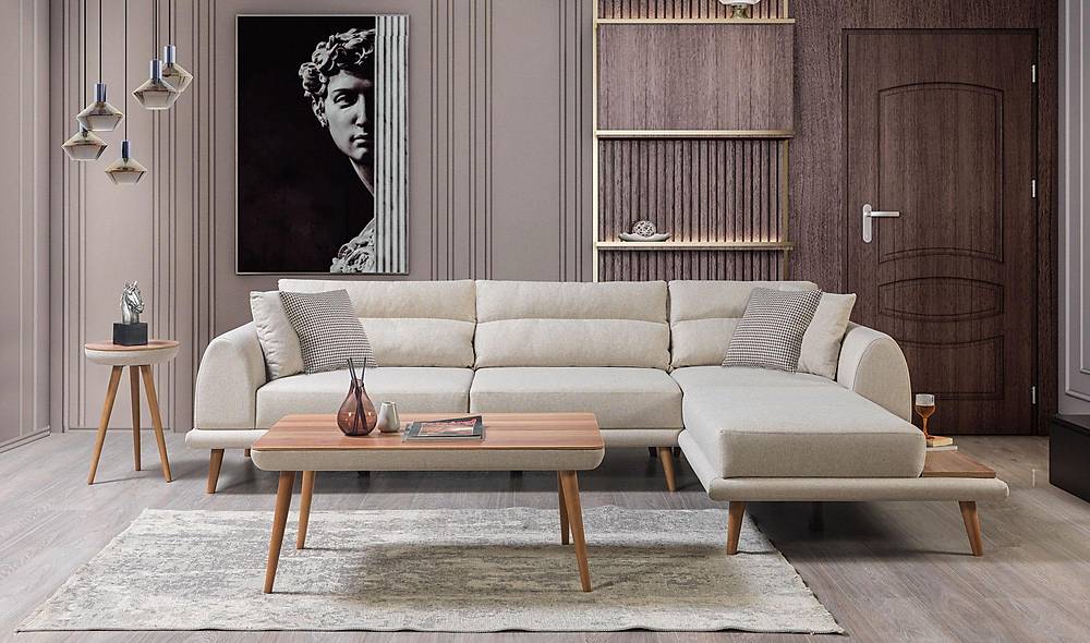 Tiara Köşe Takımı - Krem Köşe Koltuk