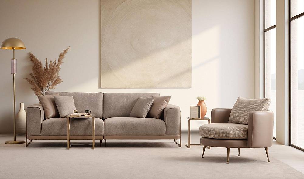 Calipto Koltuk Takımı - Bej Koltuk Takımı