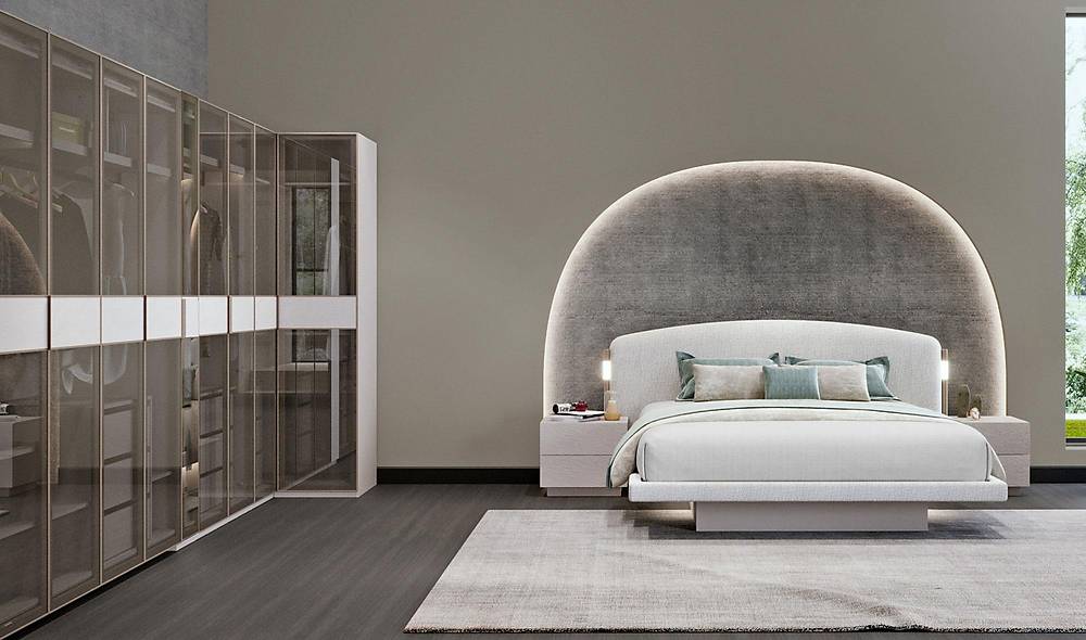 Lenova Bazalı Yatak Odası - Köşe Dolaplı Giyinme Odası