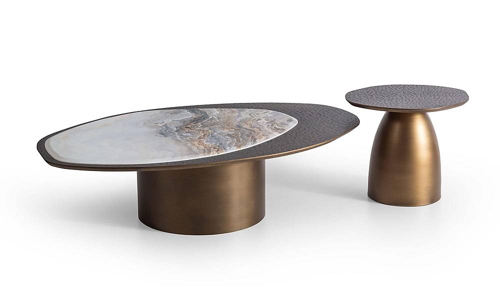 Wave Orta Sehpa Seti - Brass Sehpa ve Aksesuar