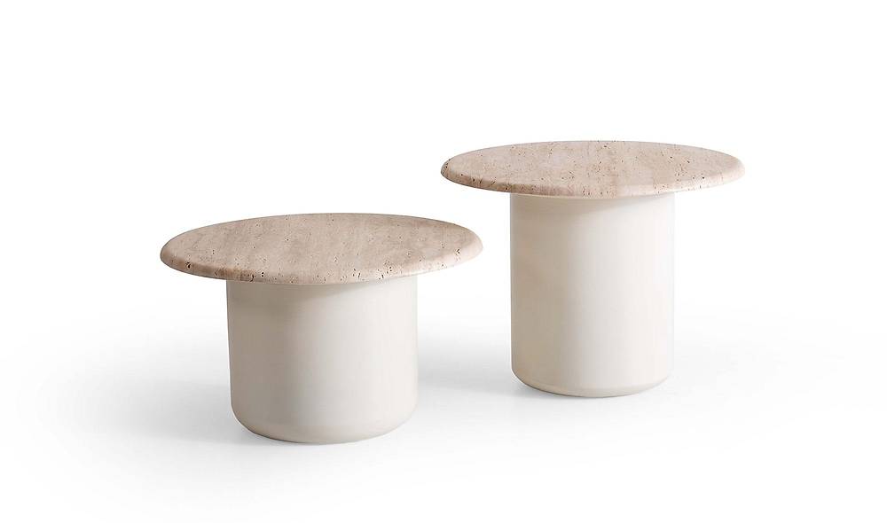 Emily Sehpa Seti - Traverten Mermer Sehpa ve Aksesuar