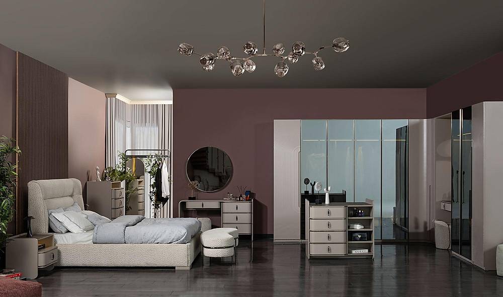 Milano Bazalı Yatak Odası - Köşe Dolaplı