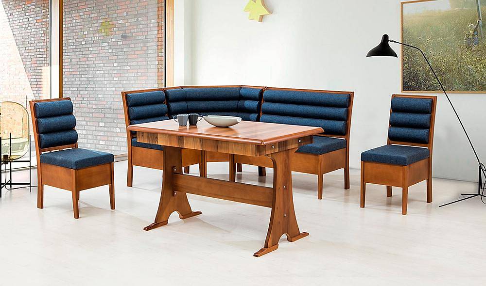 Bombeli Mutfak Köşe Takımı - Lacivert Masa Sandalye