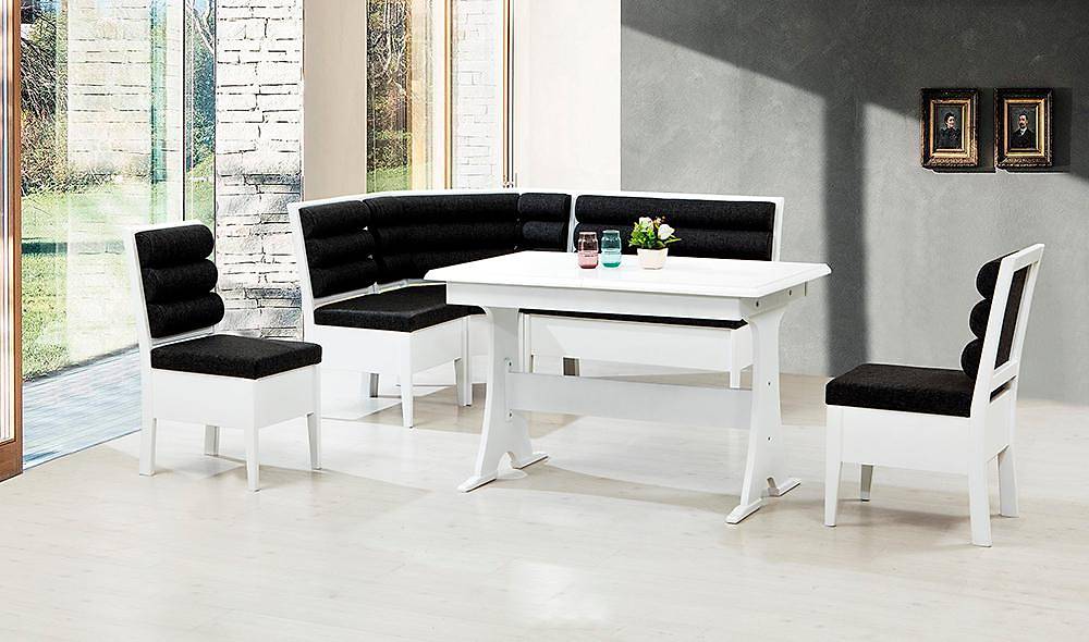 Bombeli Mutfak Köşe Takımı - Beyaz Masa Sandalye