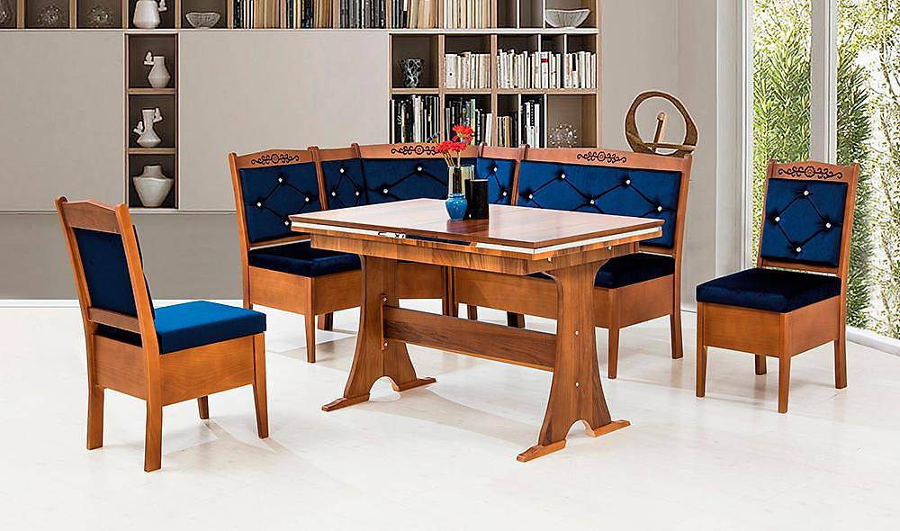 Avangarde Mutfak Köşe Takımı Ceviz - Mavi Masa Sandalye