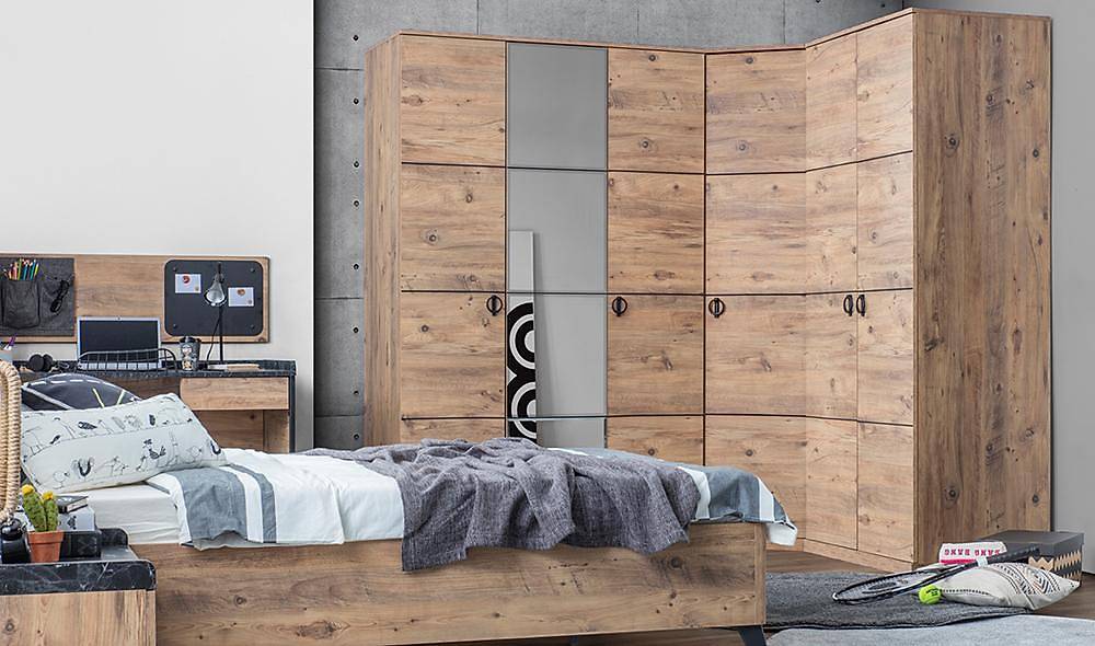 İstanbul Köşe Gardolap Kapaklı Gardırop