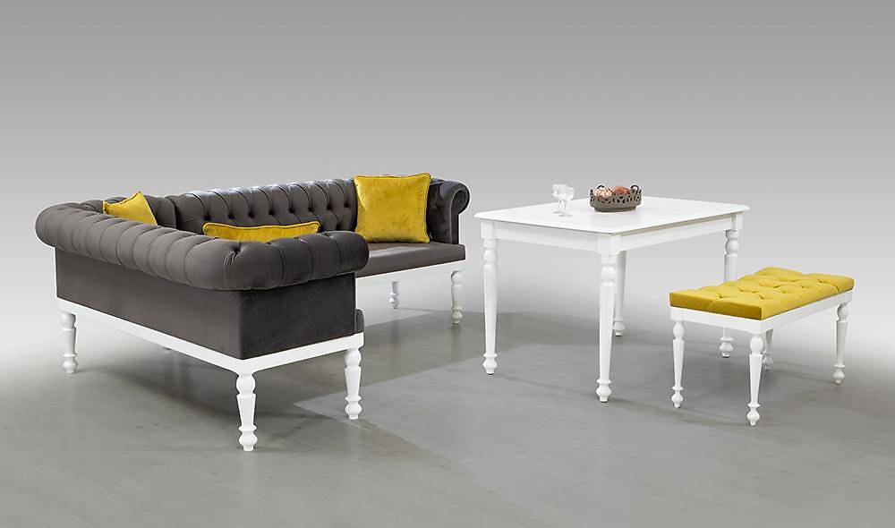 Elit Chester Gri Mutfak Köşe Takımı Masa Sandalye