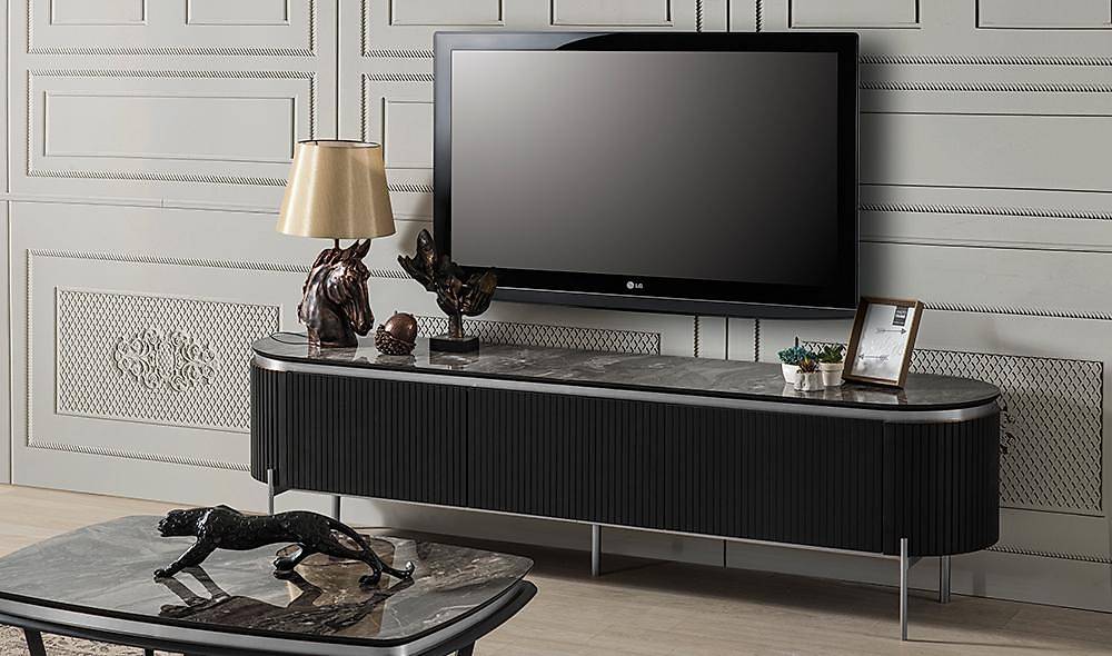 Mood Siyah Gümüş Tv Sehpası TV Ünitesi
