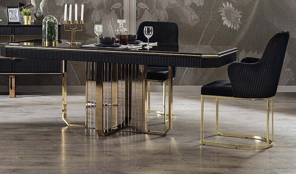 Cavalli Luxury Siyah Masa Takımı Masa Sandalye