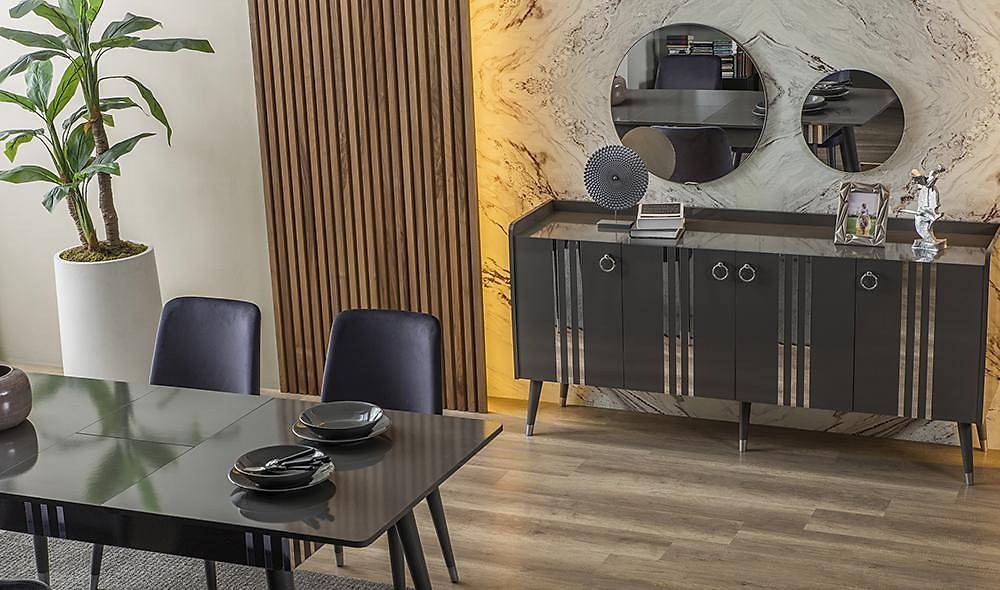 Karnaval Antrasit Yemek Masası Takımı Yemek Masası Takımı