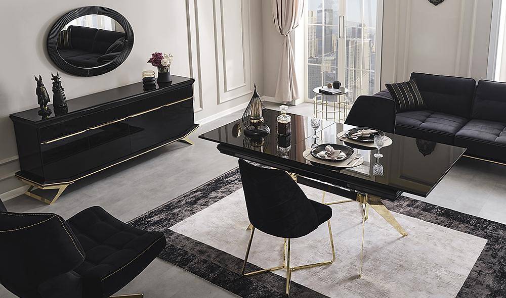 Clara Siyah Gold Yemek Odası Yemek Odası