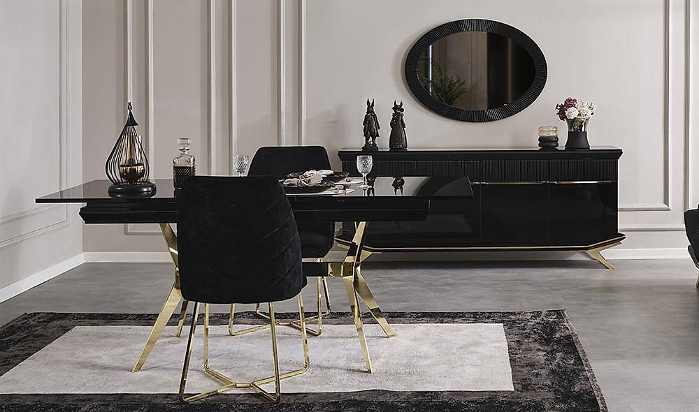 Clara Siyah Gold Yemek Odası Yemek Odası
