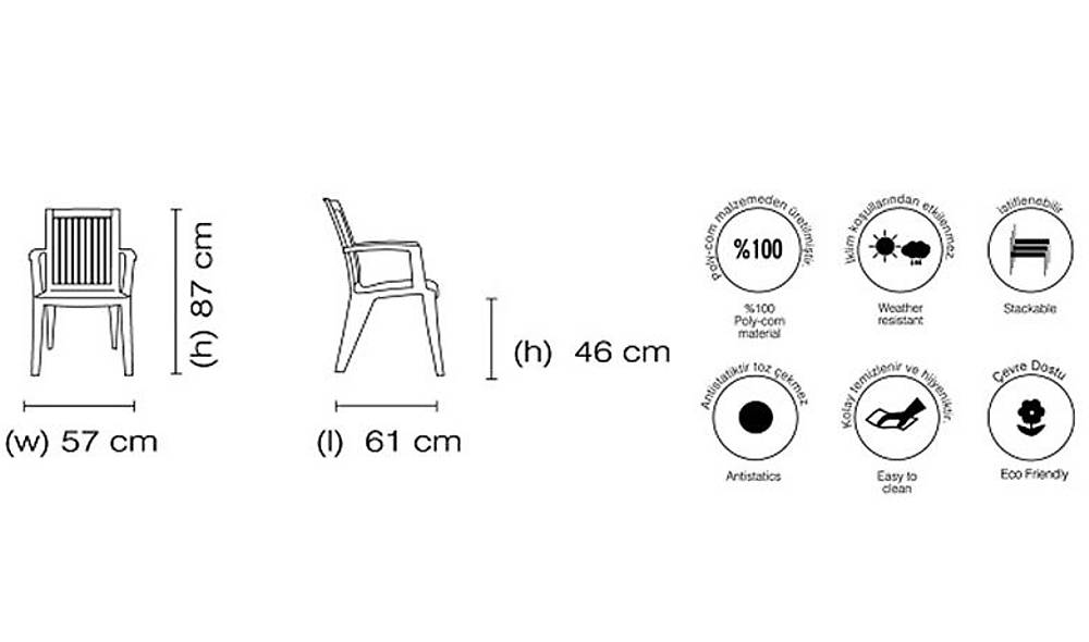 Alize Plastik Sandalye 4 Adet Bahçe Mobilyası