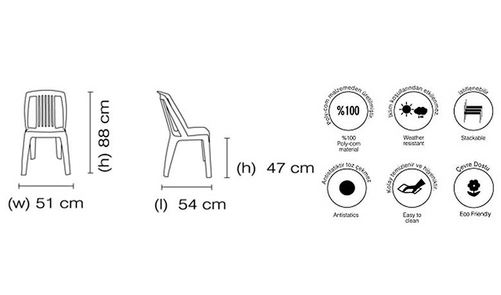 Favori Plastik Sandalye 4 Adet Bahçe Mobilyası