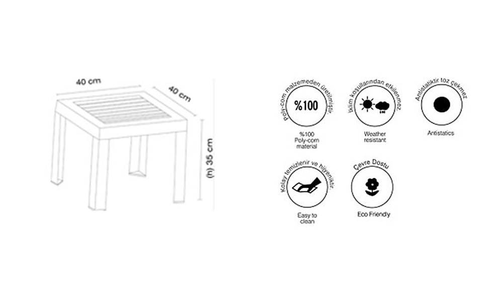 Suda Plastik Sehpa 2 Adet Bahçe Aksesuar