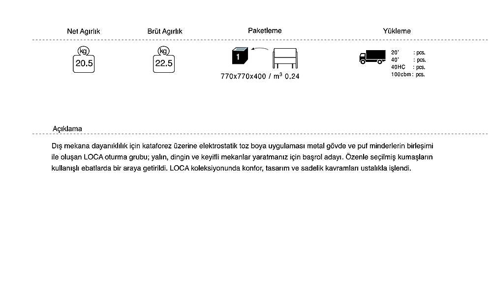 Loca İkili Bahçe Koltuğu Ls 002 Bahçe Mobilyası