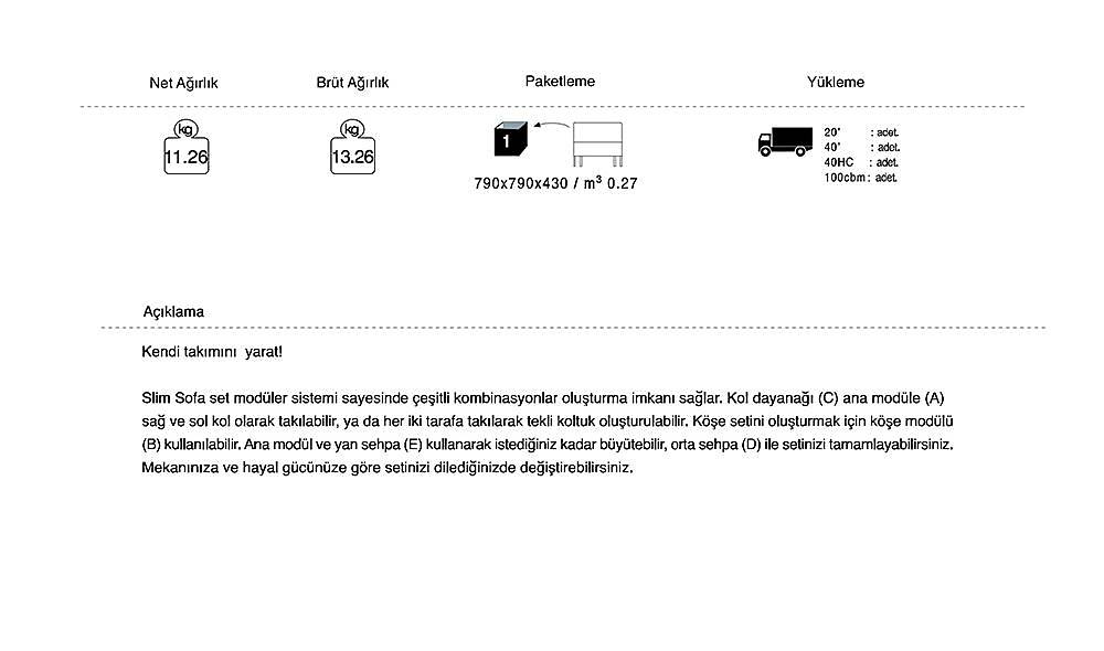 Slim İkili Modüler Bahçe Koltuğu Bahçe Mobilyası