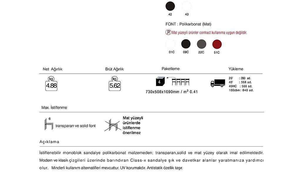 Class-X Sandalye 2 Adet Bahçe Mobilyası