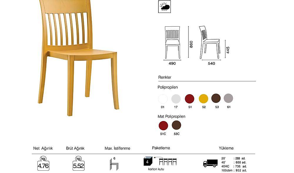 Eden-S Sandalye 2 Adet Bahçe Mobilyası