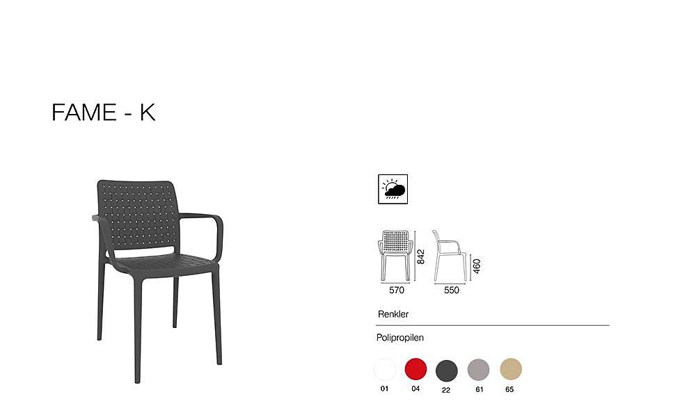 Fame-K Sandalye 2 Adet Bahçe Mobilyası