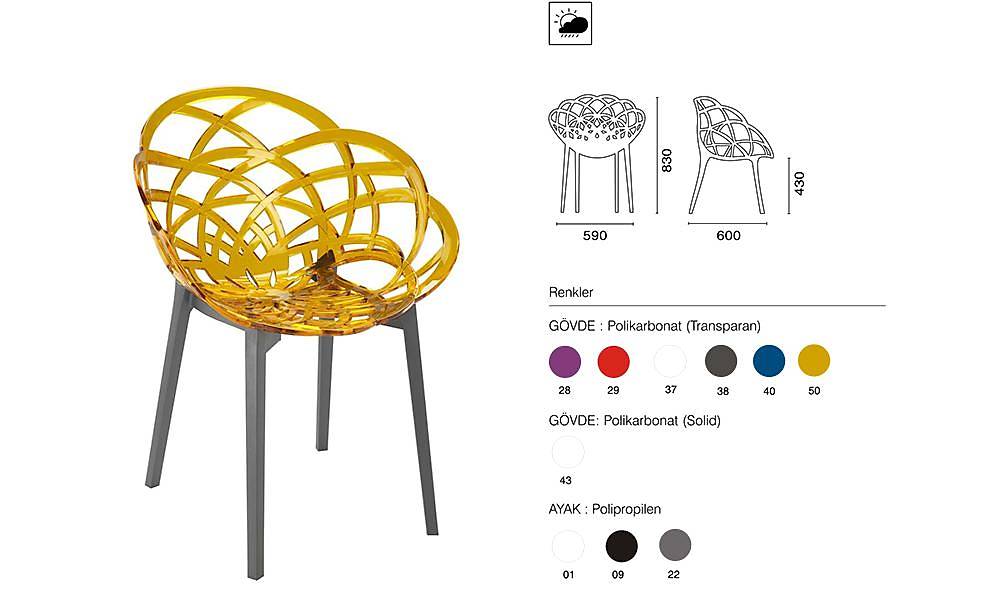 Flora Sandalye 2 Adet Bahçe Mobilyası