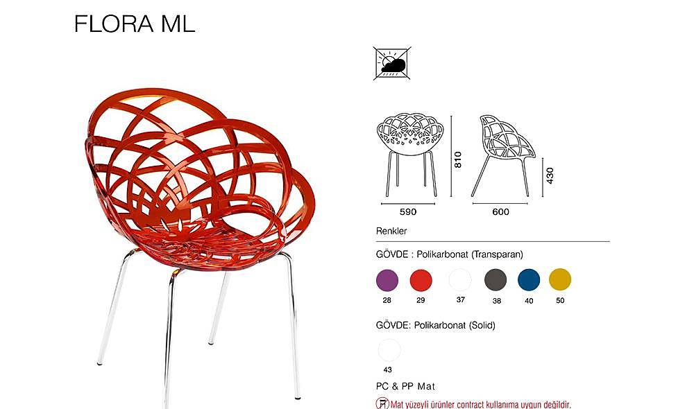 Flora ML Sandalye 2 Adet Bahçe Mobilyası