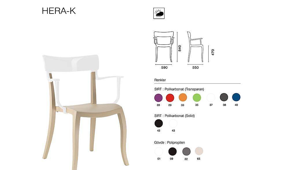 Hera-K Sandalye 2 Adet Bahçe Mobilyası