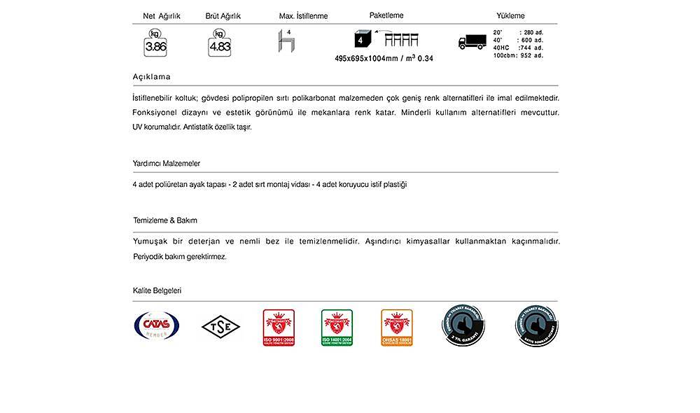 Hera-S Sandalye 2 Adet Bahçe Mobilyası