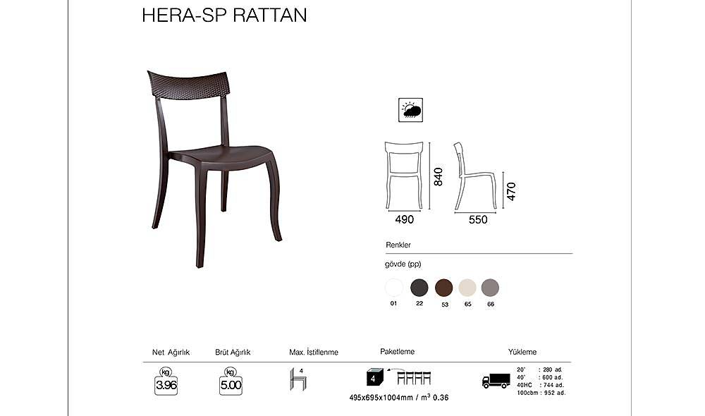 Hera-SP Rattan Sandalye 2 Adet Bahçe Mobilyası