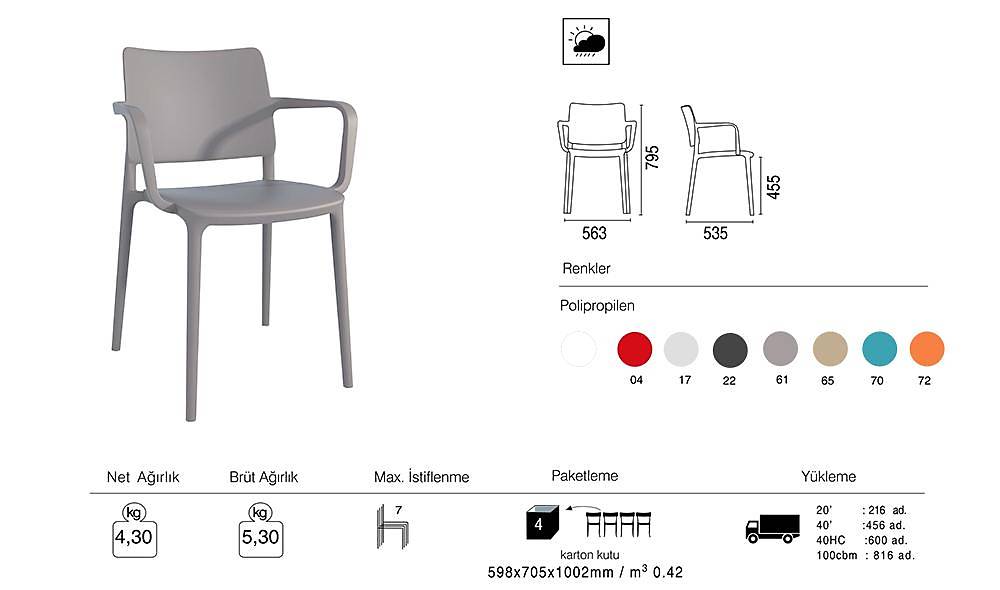 Joy-K Sandalye 2 Adet Bahçe Mobilyası