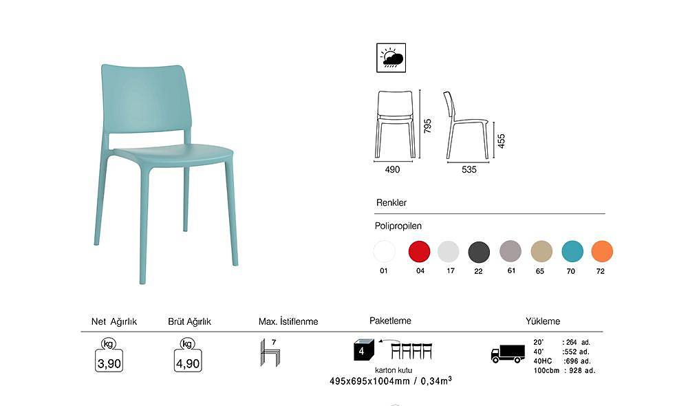 Joy-S Sandalye 2 Adet Bahçe Mobilyası
