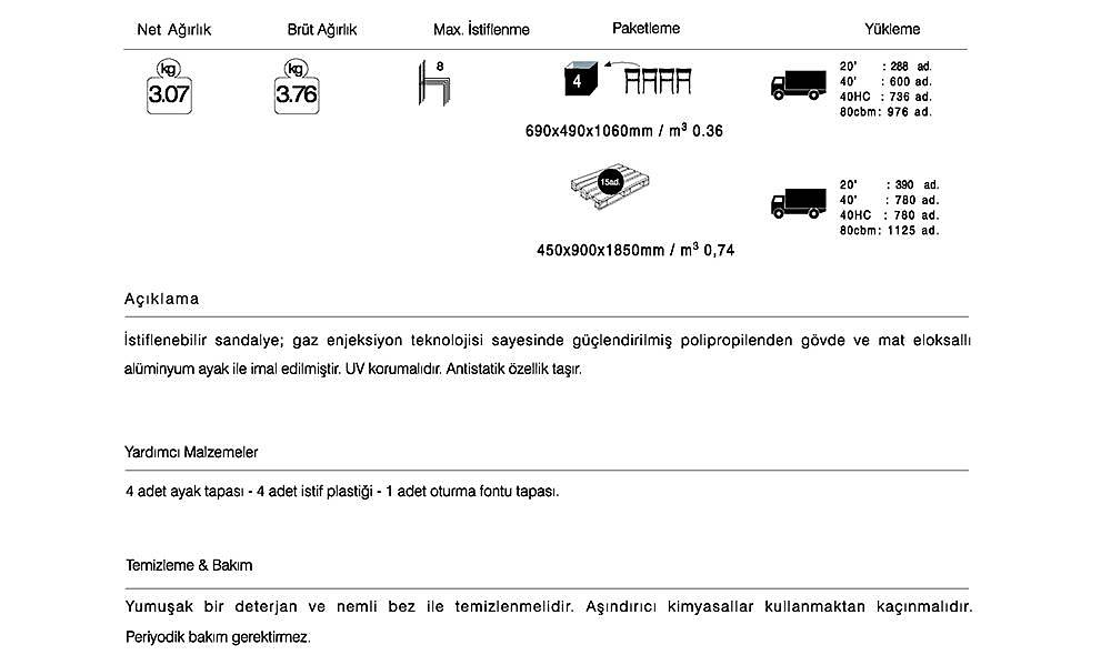 Marvel-S Sandalye 2 Adet Bahçe Mobilyası