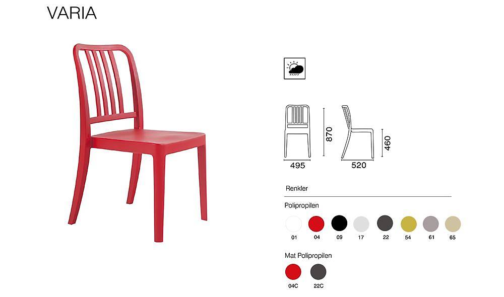 Varia Sandalye 2 Adet Bahçe Mobilyası