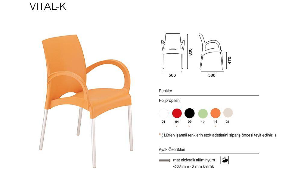 Vital-K Sandalye 2 Adet Bahçe Mobilyası