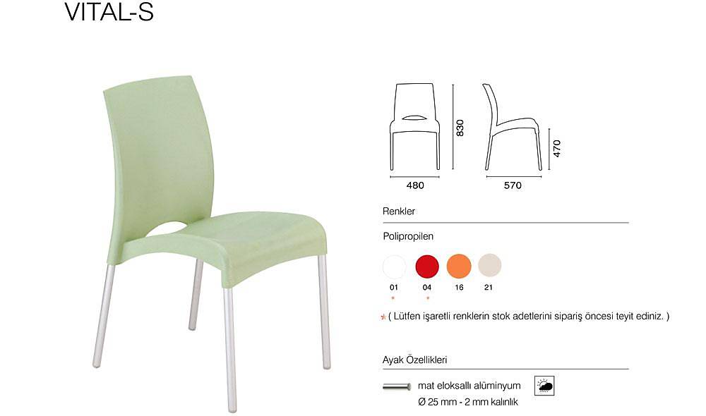 Vital-S Sandalye 2 Adet Bahçe Mobilyası