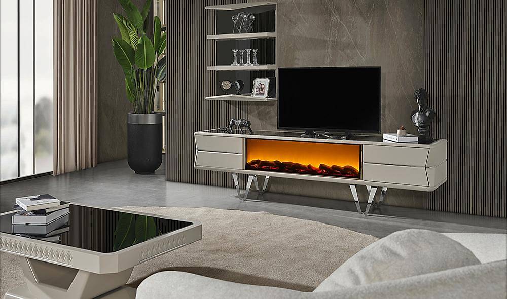 Hisar Luxury Şömineli Tv Ünitesi TV Ünitesi