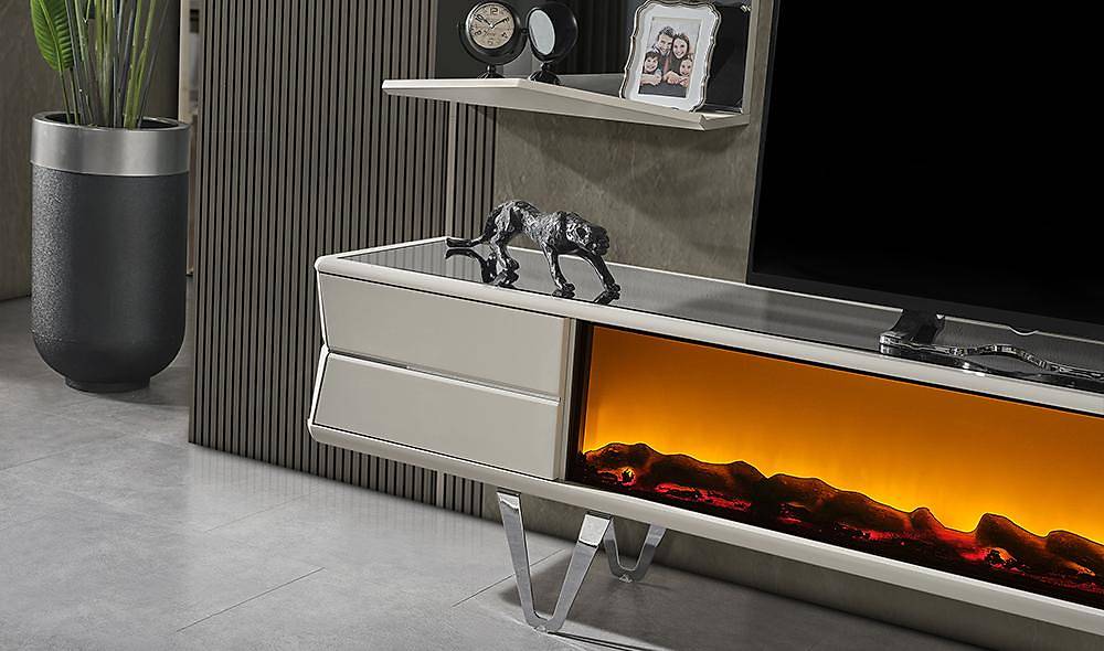 Hisar Luxury Şömineli Tv Ünitesi TV Ünitesi