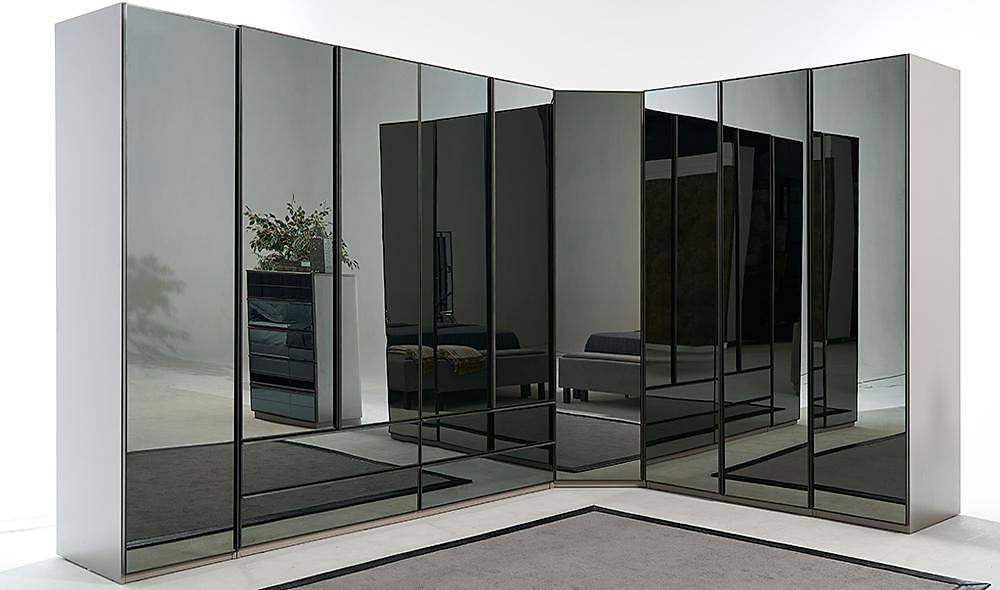 Zirkon Cam Köşe Gardolap Kapaklı Gardırop