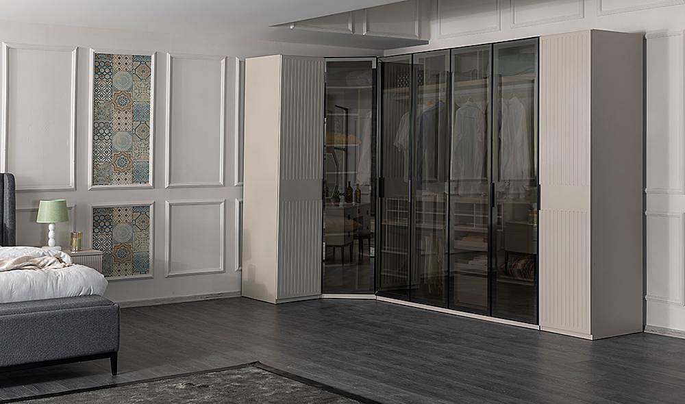 Milenyum Köşe Gardolap V2 Kapaklı Gardırop